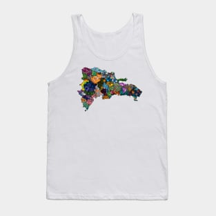 Spirograph Patterned Dominican Republic Provinces Map Tank Top